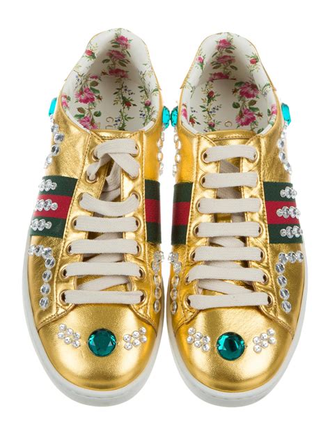 gucci sneakers with blue wolves|Gucci jeweled sneakers price.